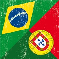 Vlag van Brazilië en Portugal
